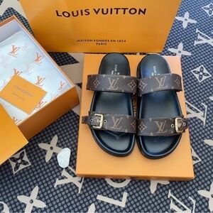 Louis Vuitton Brown and Black Sandals